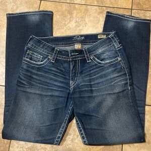 Silver Jeans Women's Dark Blue Straight Leg Jeans